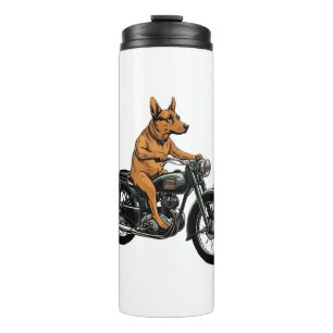 Termo Un perro genial montando una motocicleta