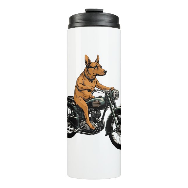 Termo Un perro genial montando una motocicleta (Anverso)