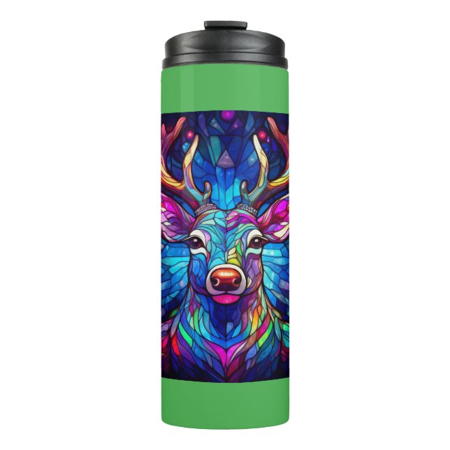 Termo Un reno de navidad de vidrio manchado (Anverso)