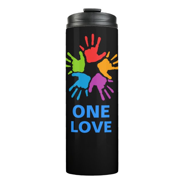 Termo Un tumbler térmico de manos arcoiris con amor (Anverso)