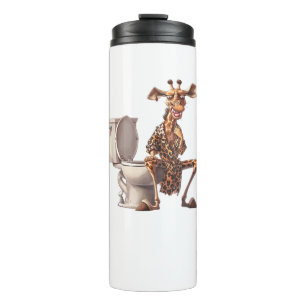 Termo Una Cuidada Giraffe En Pajamas Sentada En Un Baño