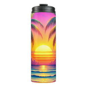 Termo Una Escena de Playa Vibrante al Atardecer