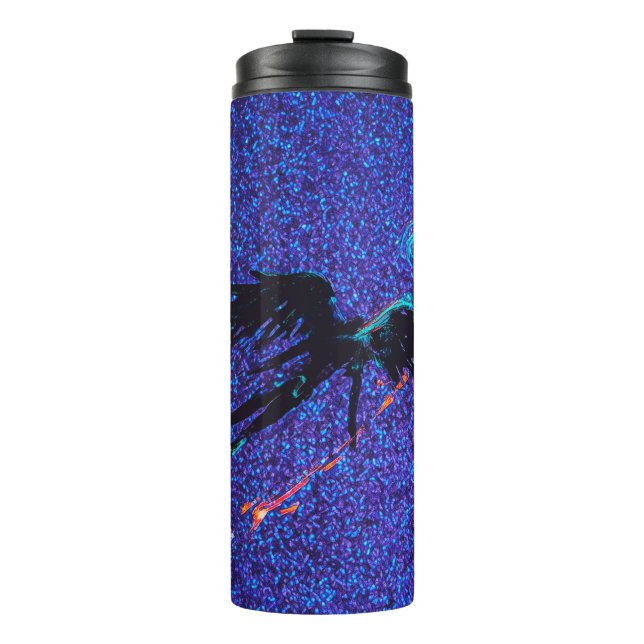 Termo Una figura alada oscura sobrevolando el espacio (Anverso)