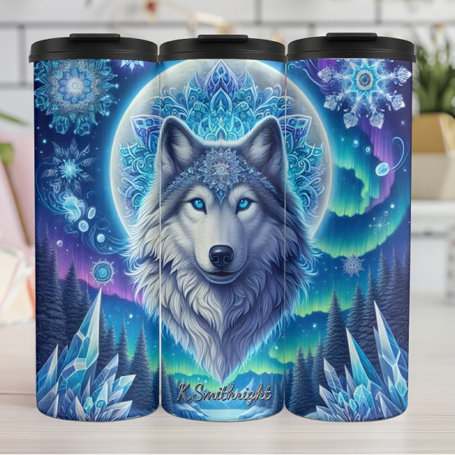 Termo Una mística cabeza de lobo bajo la luna (Subido por el creador)