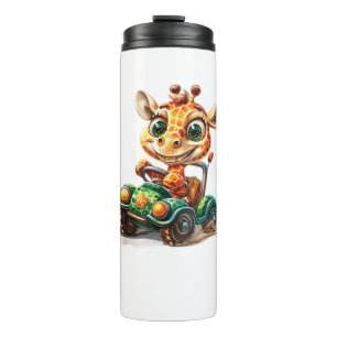 Termo Una Pequeña Girafa Conduciendo Un Auto En La Carre