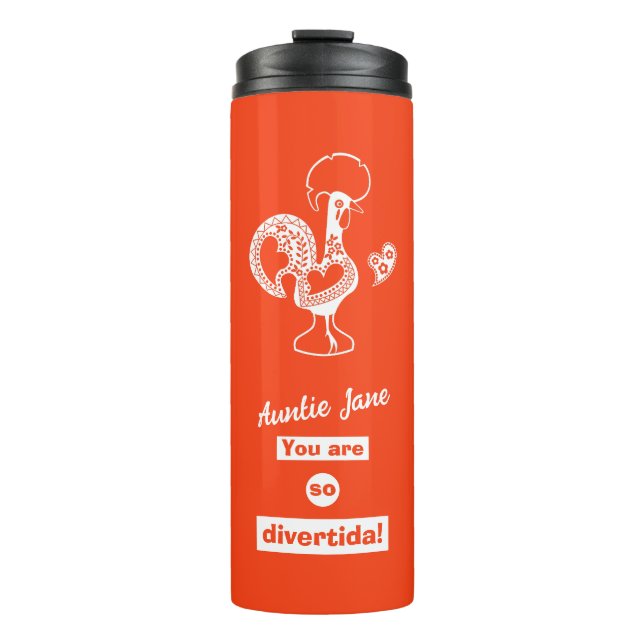 Termo Una taza de tías en portugués (Anverso)