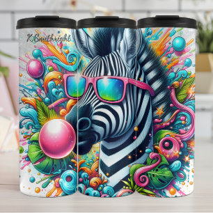 Termo Una Zebra Guay con gafas de sol coloridas