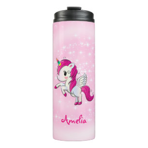 Termo Unicornio Blanco Y Rosa