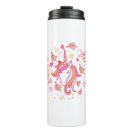 Termo Unicornio en rosa y Naranja