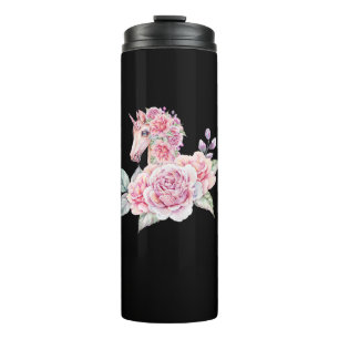 Termo Unicornio Lindo Con Flores Unicornio Floral Chicas