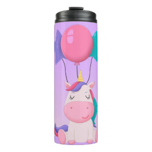 Termo Unicornio Sentado y Globos Lila Adorable