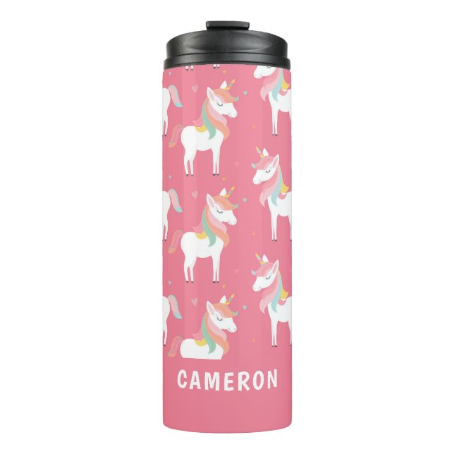 Termo Unicornios rosados personalizados (Anverso)