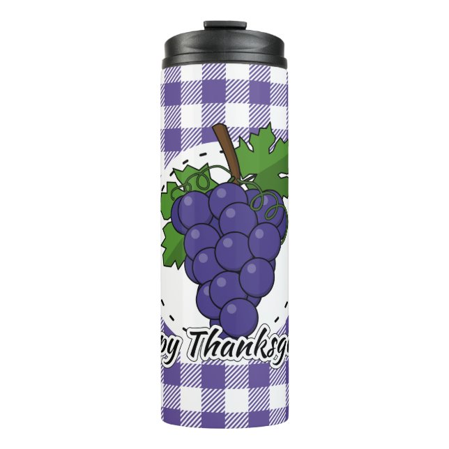 Termo Uva sobre la pasta violeta - Feliz día de gracias (Anverso)