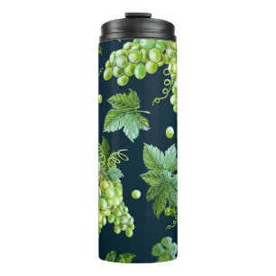 Termo Uva verde: Patrón oscuro de acuarela