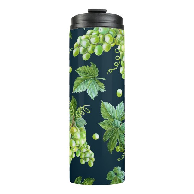 Termo Uva verde: Patrón oscuro de acuarela (Anverso)