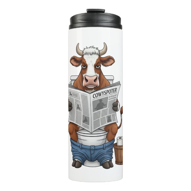 Termo Vaca con inodoro, divertido animal de granja (Anverso)