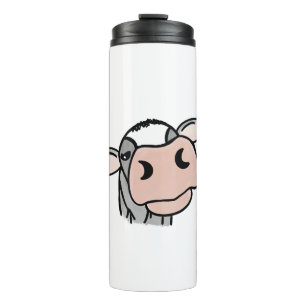 Termo vaca de dibujos animados negro blanco rosa beso gr