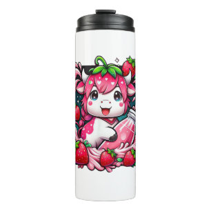 Termo Vaca de fresa Kawaii Anime Fresa Leche