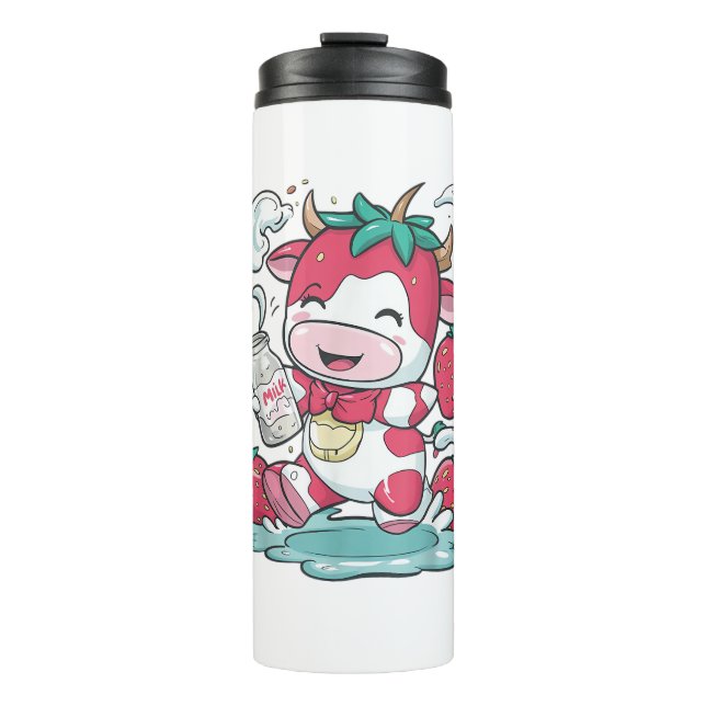 Termo Vaca de fresa Kawaii Anime Fresa Leche _4 (Anverso)