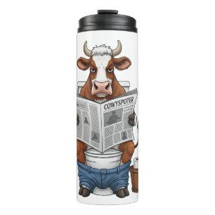 Termo Vaca en inodoro PNG, divertido animal de granja