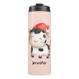 Termo Vaca feliz en un Gorra rojo lindo