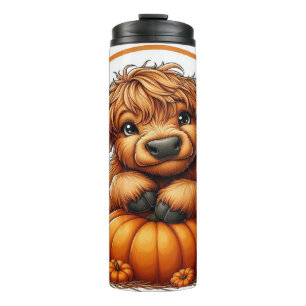 Termo Vaca Highland Personalizado con calabazas