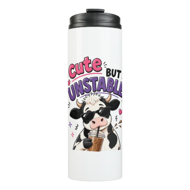 Termo Vaca linda pero inestable con café con hielo (Anverso)