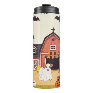 Termo Vaca y granja de Halloween