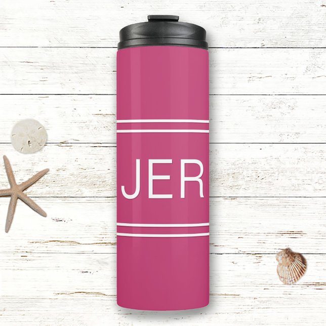 Termo Vajilla con iniciales monogramadas Chic rosa inten (Subido por el creador)