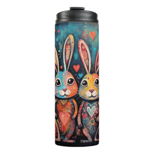 Termo Valentine Friends Bunnies largas orejas corazones