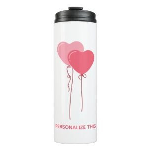 Termo Valentine Minimalista rosado con marca personaliza