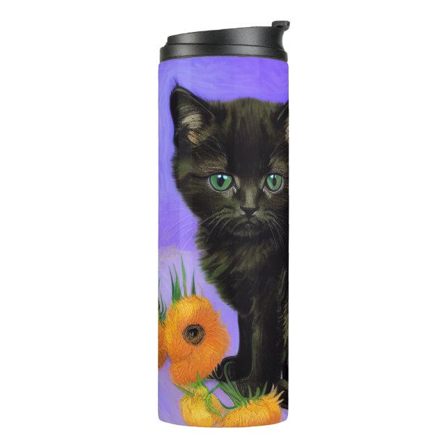 Termo Van Gogh Black Kitten con girasoles (Rotado hacia la izquierda)