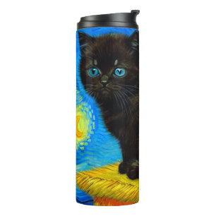 Termo Van Gogh Style Starry Night Cat