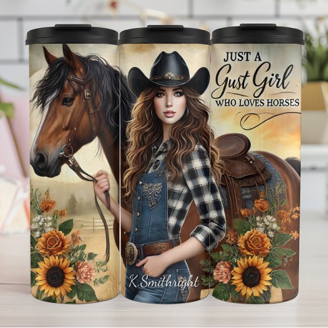 Termo Vaqueira Caballo Girasoles Encanto Rústico (Subido por el creador)