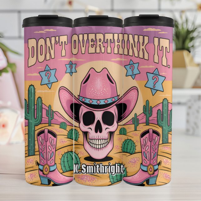 Termo Vaquero de cráneo rosado no se pasa por alto (Subido por el creador)