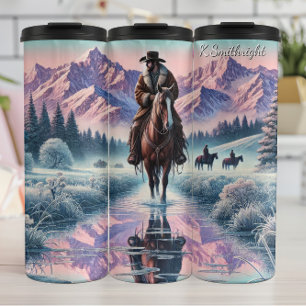 Termo Vaquero de invierno Montaña del caballo Reflexión