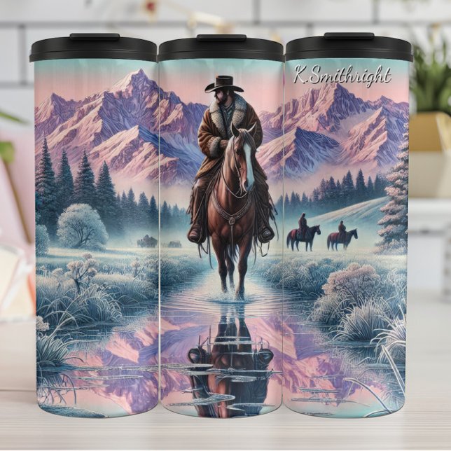 Termo Vaquero de invierno Montaña del caballo Reflexión (Subido por el creador)