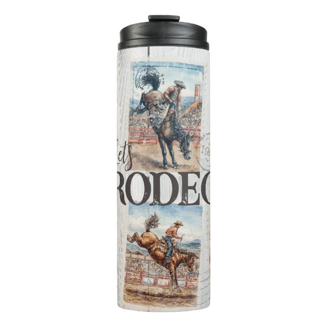 Termo Vaquero Occidental Rodeo Caballo Corcoveando (Anverso)