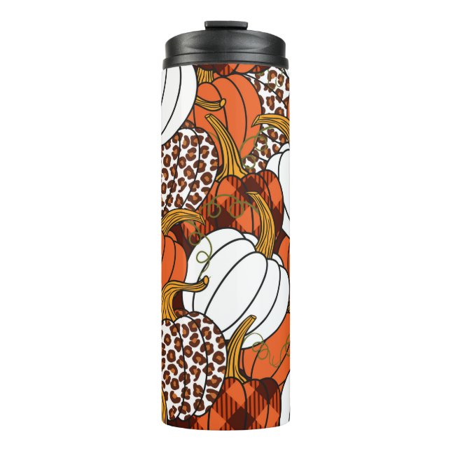 Termo  Varias calabazas. Leopardo, naranja, blanco y abd (Anverso)