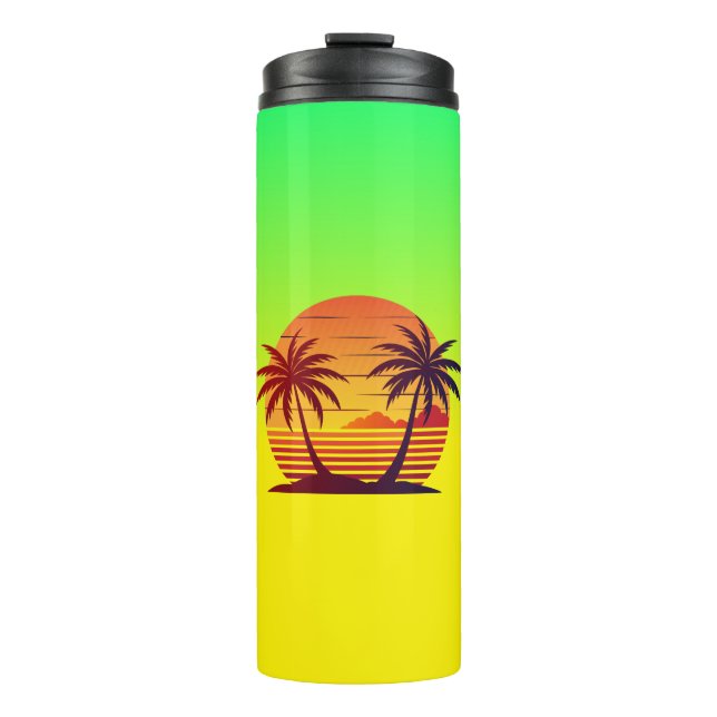 Termo Vector atardecer con palmeras (Anverso)