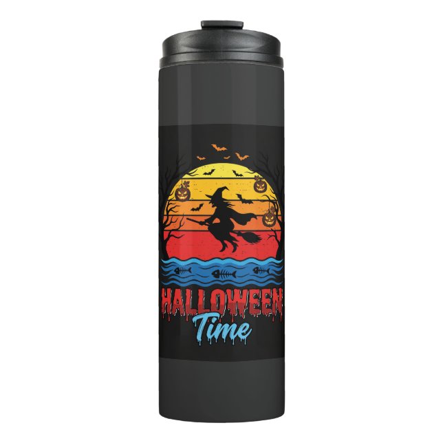 Termo Vector Bruja Atardecer Halloween (Anverso)
