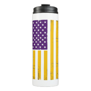 Termo Vector de bandera americana morada y dorada con as