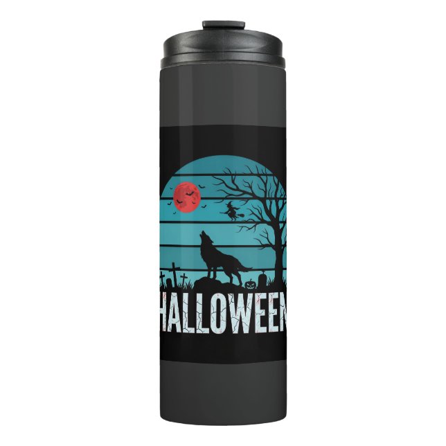 Termo Vector Luna Cementerio Lobo Halloween (Anverso)