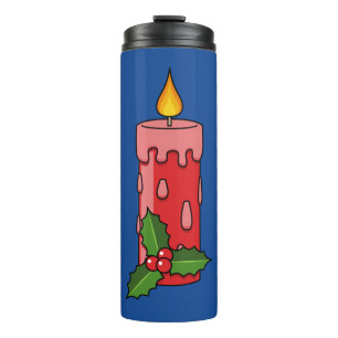 Termo Velas del pilar rojo navidad con Holly