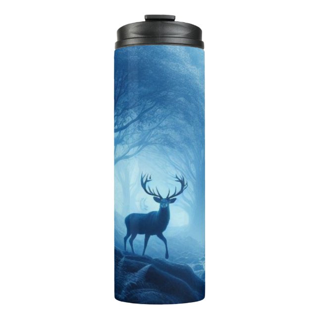 Termo Venado en un bosque oscuro de niebla azul (Anverso)
