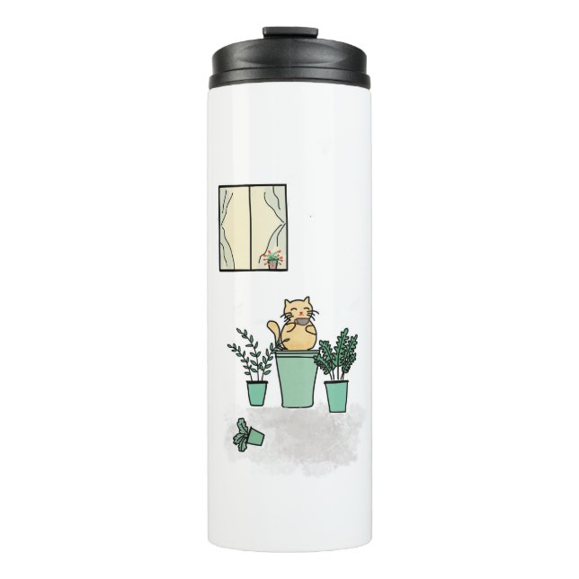 Termo Ventana de café de gato Plantas Planters Green (Anverso)