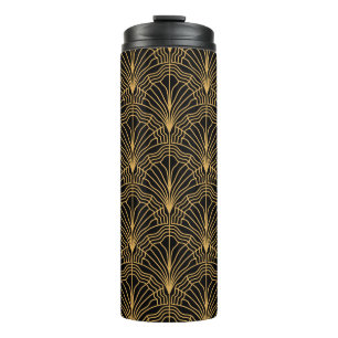Termo Ventilador Art Deco: Negro amarillo geométrico