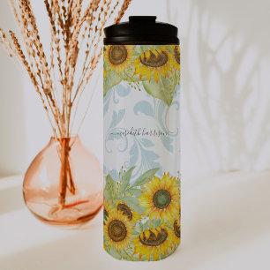 Termo Verano Alegre Girasol y Paisley   Monograma