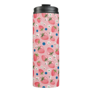 Termo Verano de fresa, fondo personalizado de niñita.