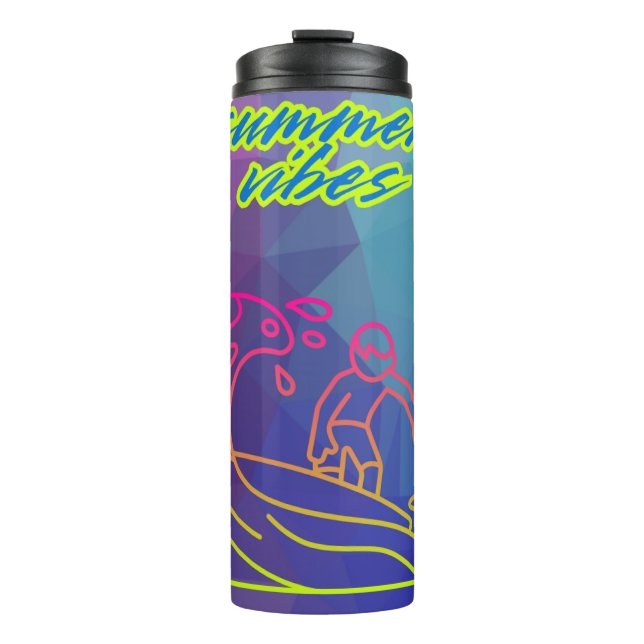Termo Verano vibes niño surfeando. (Anverso)